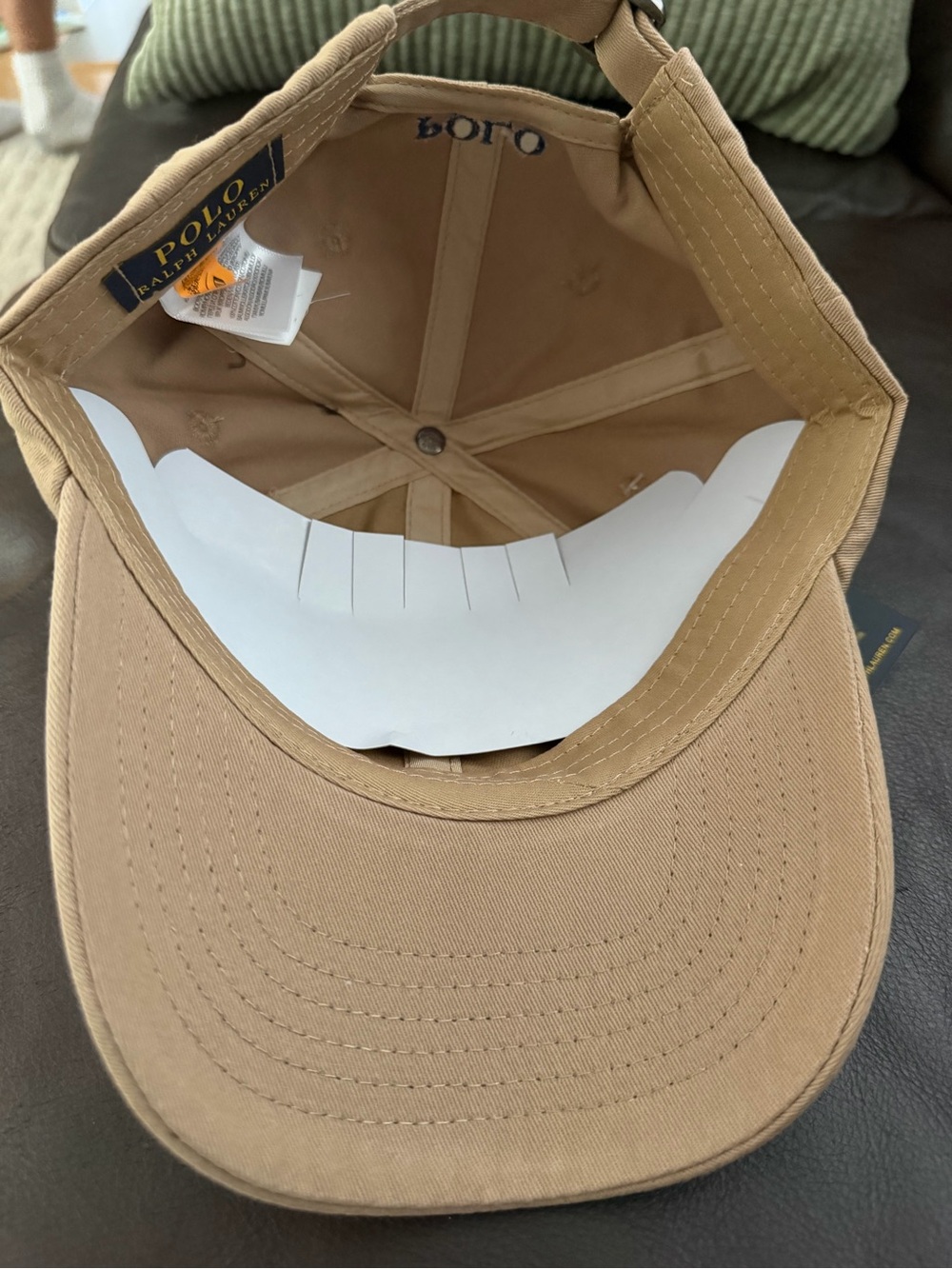 Ralph Lauren Polo Cap in Khaki with Navy Logo - Picture 2 of 4